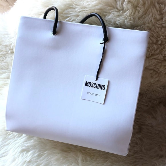 NWT Authentic Moschino Logo Leather Tote - Picture 4 of 8